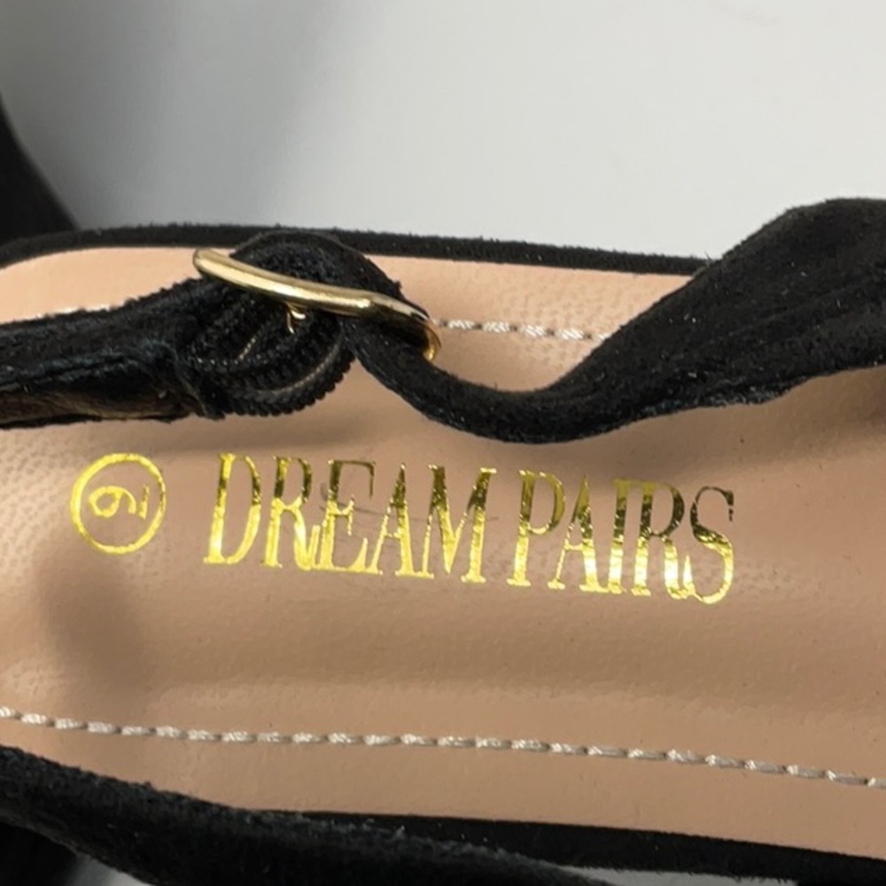 NIB women’s Dream Pairs peep toe black suede heeled shoes, size 9 - Picture 6 of 10